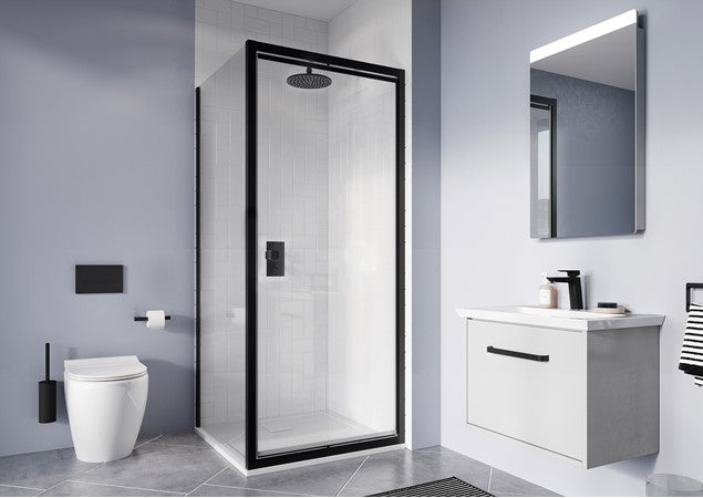 Crosswater Clear 6 800mm Shower Side Panel Black