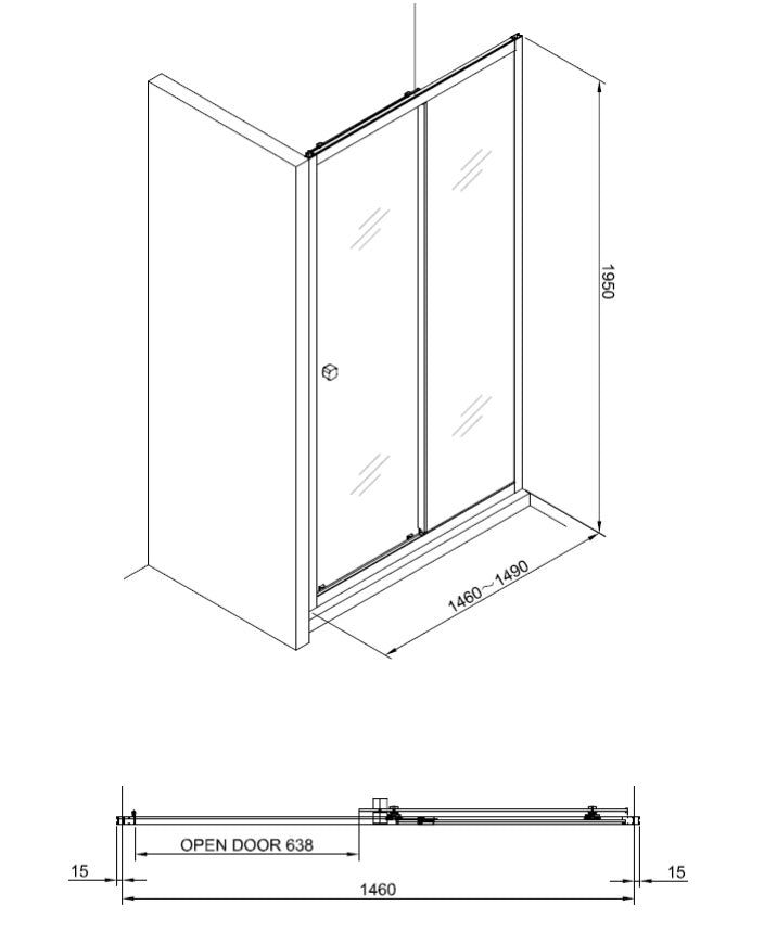 Crosswater Clear 6 1500mm Sliding Shower Door Brushed Brass