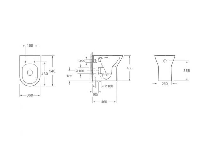 Essentials Blade Rimless Comfort Height Back to Wall Pan