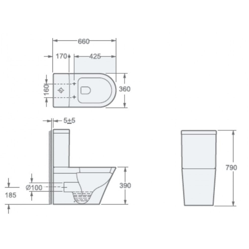 Cone Rimless Back To Wall WC Including Soft Close Seat