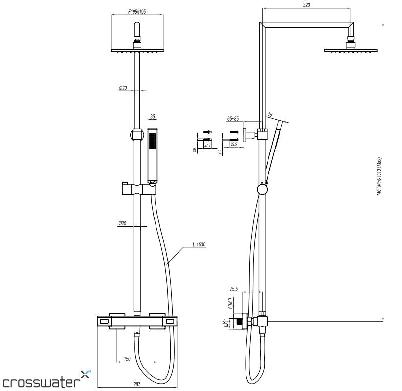 Crosswater Atoll Exposed Complete Shower Set