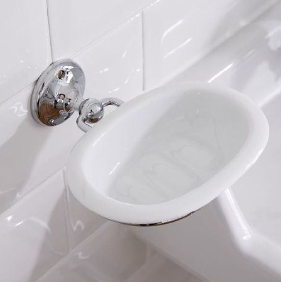 Victrion Wall Mounted Ceramic Soap Dish Holder in Chrome