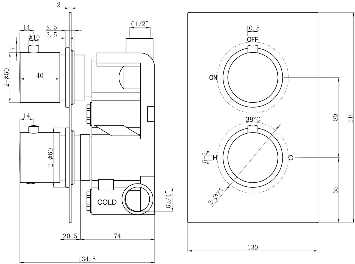 Lever Chrome Concealed Shower Valve 1 outlet