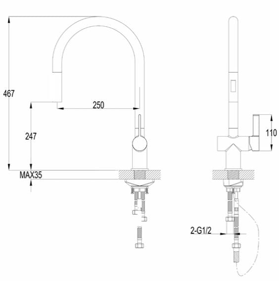 Single Lever Sink Mixer Black Chrome