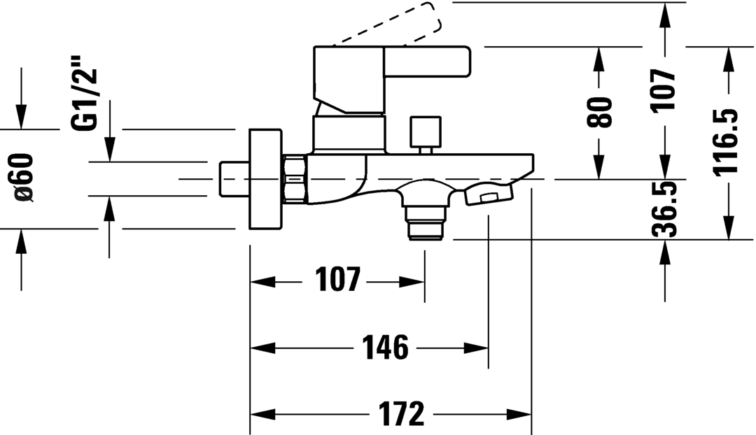 Duravit D-Neo Single lever bath mixer for exposed installation