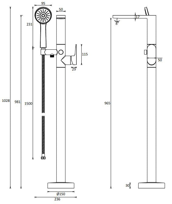 Drift Floor Standing Bath Shower Mixer for Sleek Bathroom