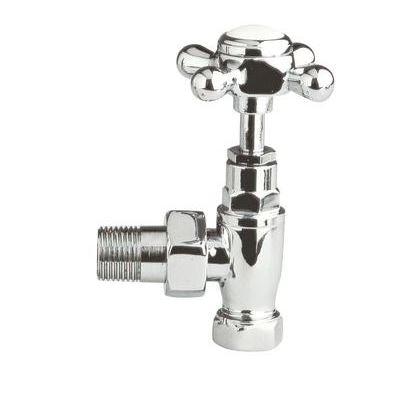 Angled Radiator 120mm Valve Pack (pairs) - Chrome Finish