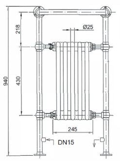 Heritage Clifton Baby Heated Towel Rail with Angled Valves