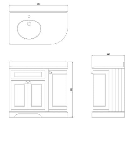 Burlington Freestanding 100 Corner Vanity -Black Granite