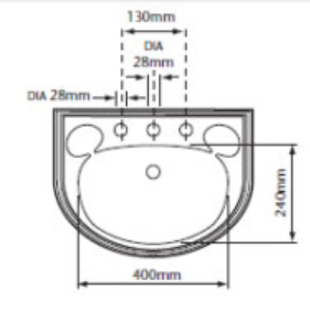 Heritage Dorchester 530 x 375 Cloakroom Basin w/ 1 Tap Hole