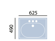 Heritage Dorchester Square Basin 625 x 490 w/ 2 Tap Holes