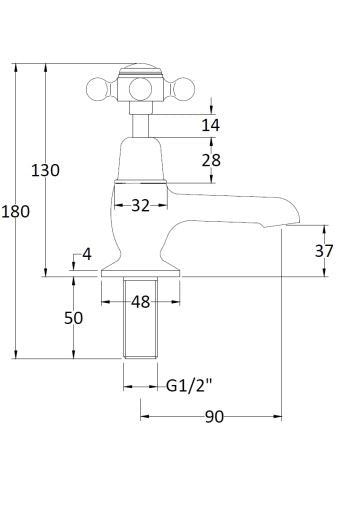 Strand Crosshead Basin Taps Chrome - White Ceramic Incice
