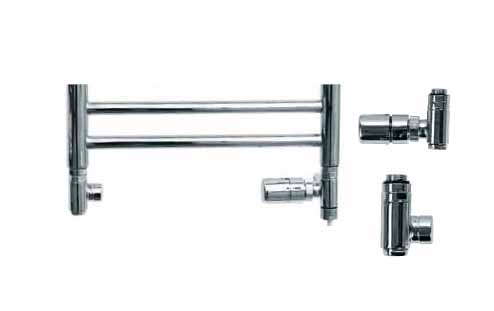 JIS Angled Thermostatic Dual Fuel Valves Polished Chrome