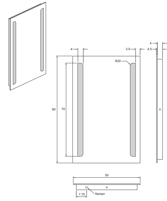 Crosswater Elite 800mm x 500mm Side Illumination Led Mirror