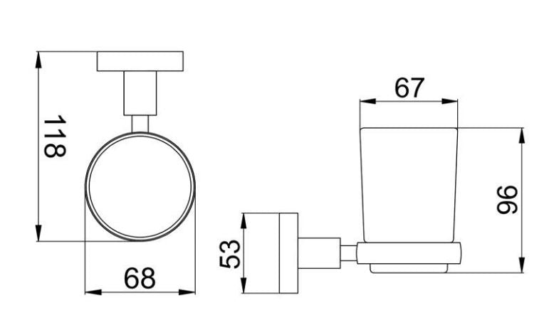 Circular 118mm Tumbler Holder in Brushed Black Chrome