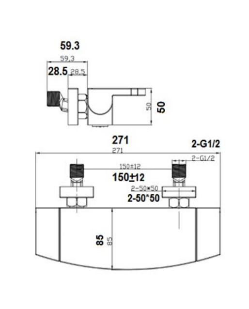 Just Taps Flow Wall Mounted Bath Shower Mixer With Kit