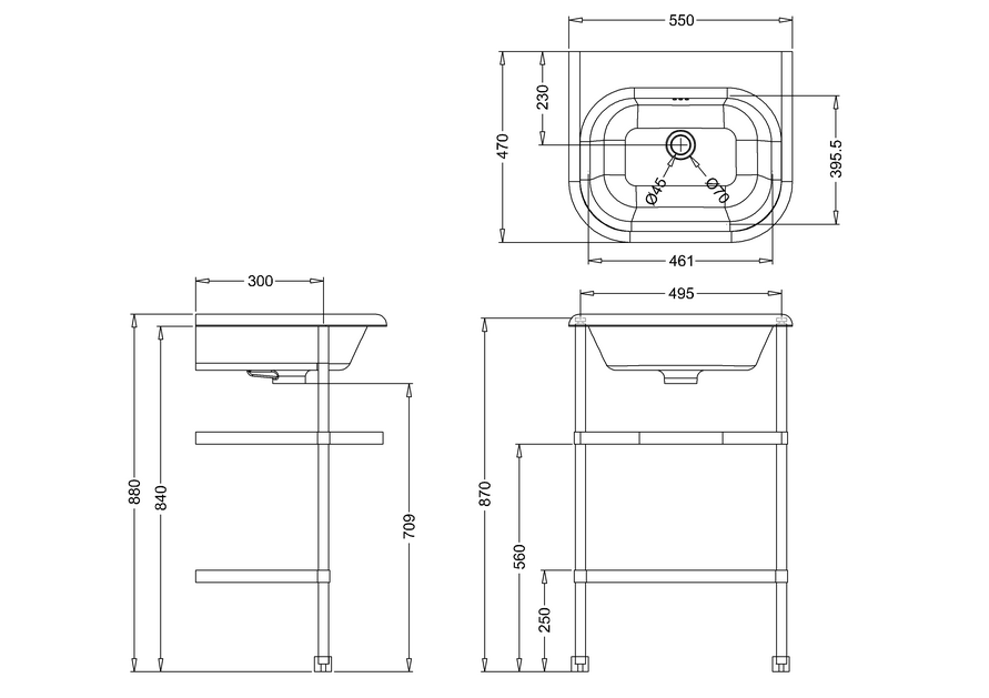 Burlington Stone Resin 550x470 Basin, No Tap Hole, Overflow
