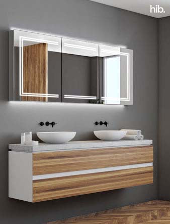 HIB Edge 120 Mirror Cabinet 1200 x 700mm Rectangular LED Mirror Cabinet With Charging Sockets