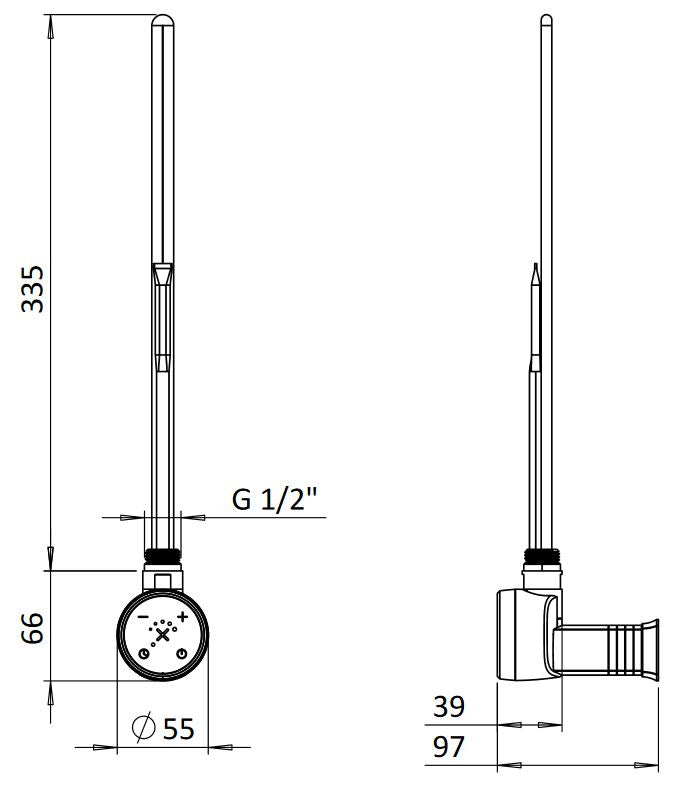 Crosswater Electric Element 400mm in Matt Black w/ masking cover