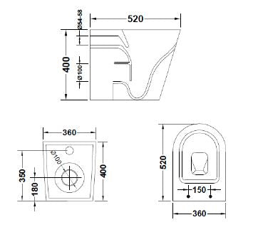 Luxe81 Back To Wall Complete Rimless WC Including Soft Close Seat