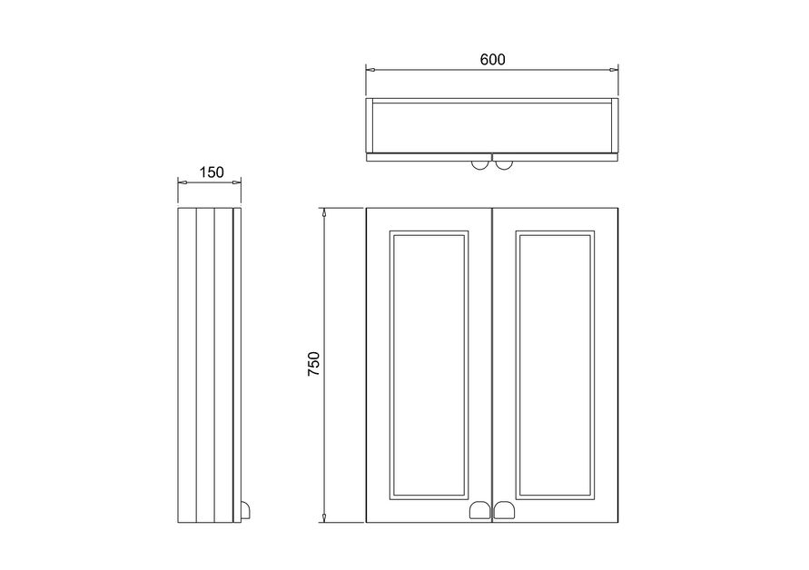 Burlington 60 Double Door Wall Unit - Classic Grey