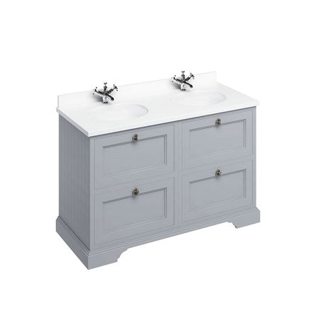 Burlington Freestanding 130 Vanity Unit w/ Doors &Two Basins
