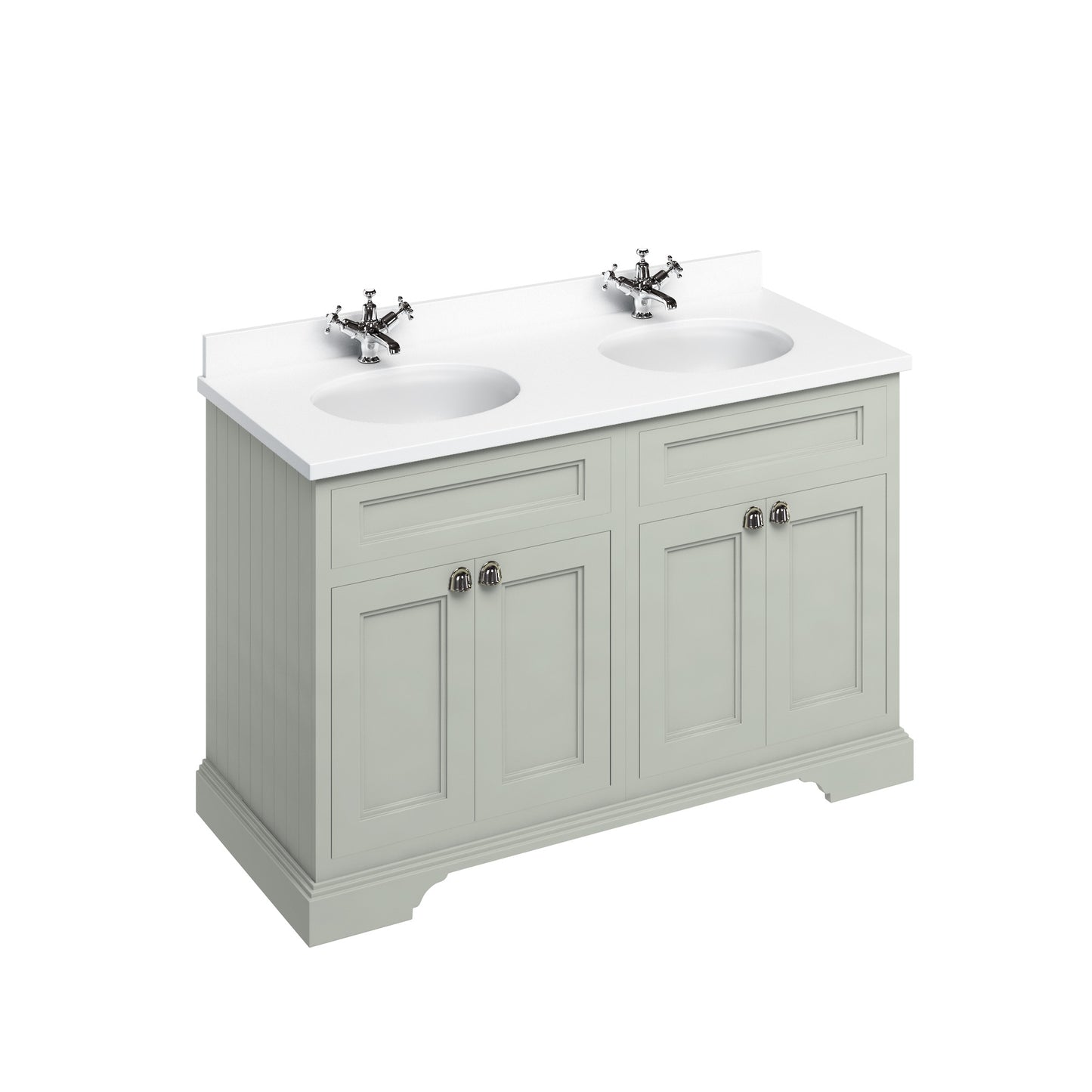 Burlington Freestanding 130 Vanity Unit w/ Doors & Basins