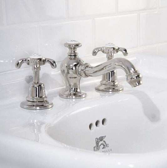 Lefroy Brooks La Chapelle 3 Hole Deck Mounted Basin Mixer with Pop Up Waste (choose finish)