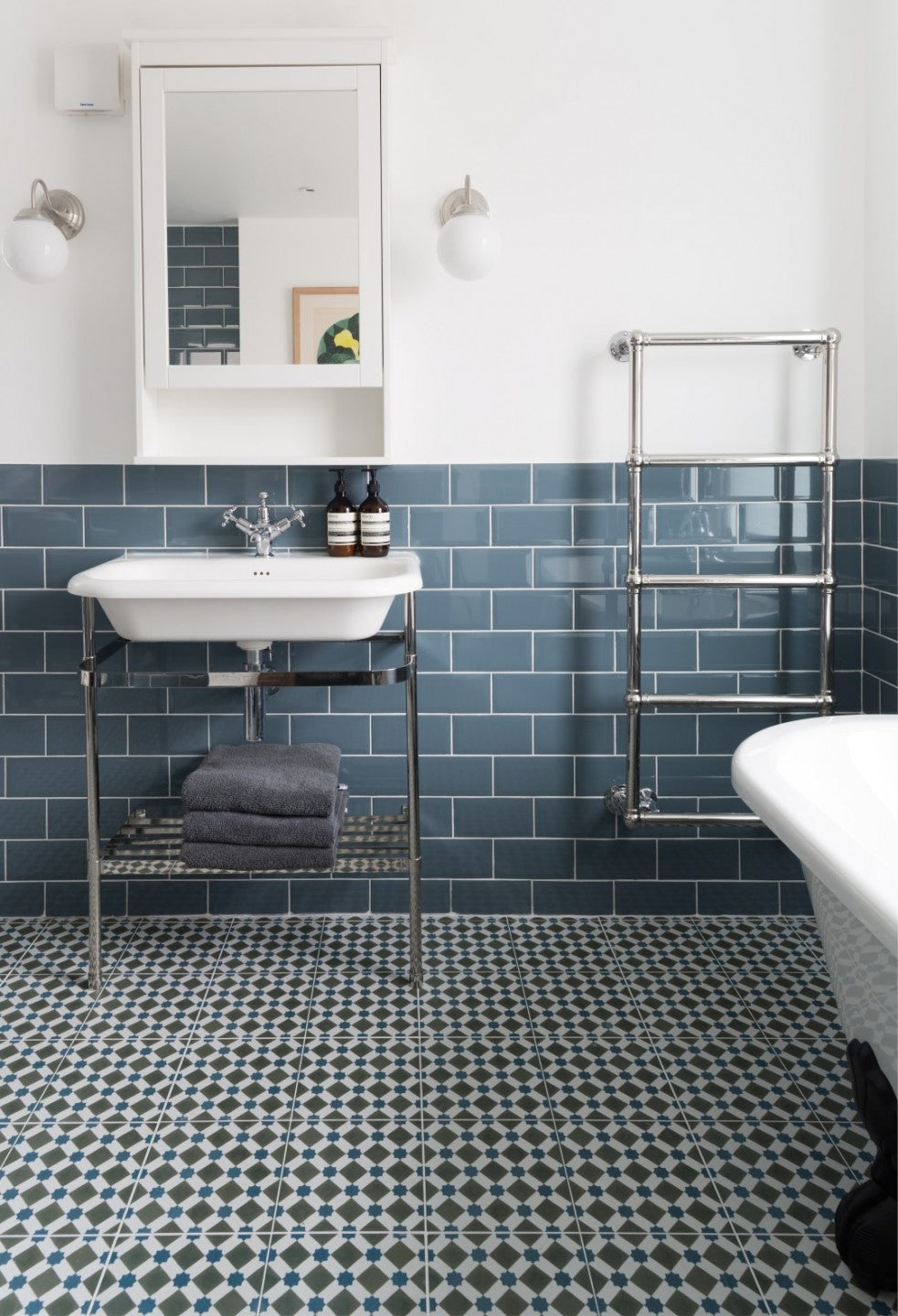 JIS Fletching 1185 x 520mm Traditional Stainless Steel Heated Towel Rail