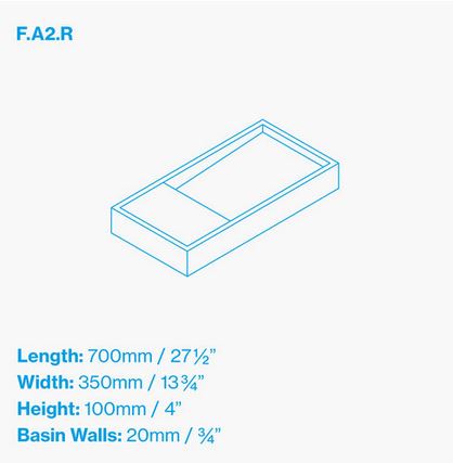 Kast Flor 700 x 350mm Rectangular Right Hand Basin