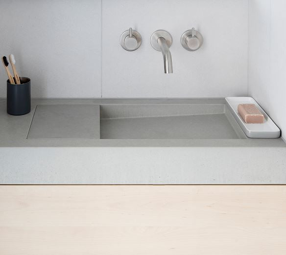 Kast Flor 1000 x 350mm Rectangular Concrete Left Hand Basin