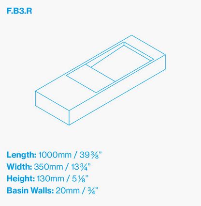 Kast Flor Right Hand Basin 1000mm x 350mm (choose colour)