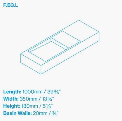 Kast Flor 1000 x 350mm Rectangular Concrete Left Hand Basin