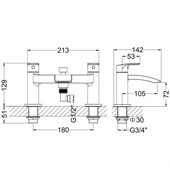 Crosswater Flow Bath Shower Mixer with Handset