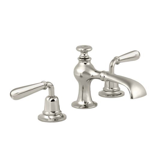 Lefroy Brooks La Chapelle Flared Spout Basin Mixer With Metal Torpille Levers & Pop-Up Waste - SIlver Nickel