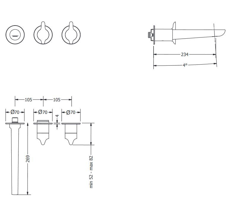 Crosswater Foile Module 2 Outlet 2 Handle Trim Set