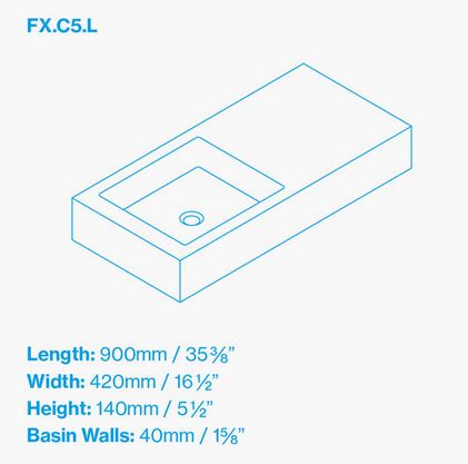 Kast Fox Basin 900 x 420mm (Choose Colour/Handing)