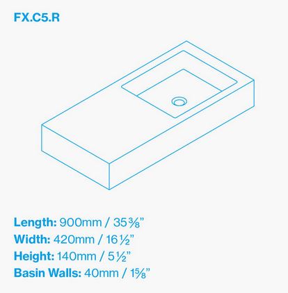 Kast Fox Basin 900 x 420mm (Choose Colour/Handing)
