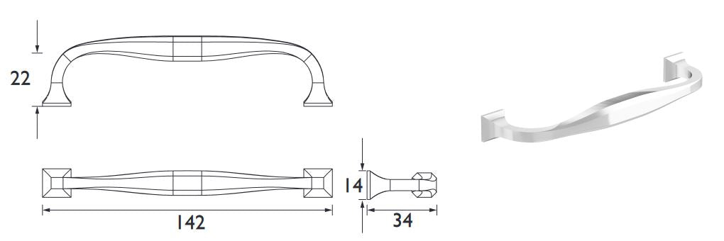 Chrome Handle Square 'B' Type