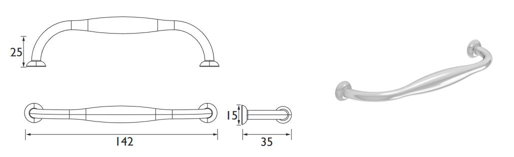 Chrome Handle Circular 'B' Type Chrome