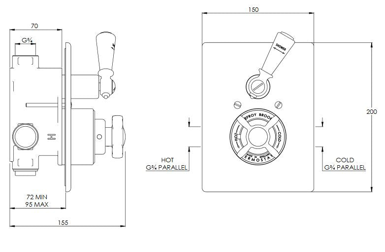 Godolphin Concealed Thermostatic Shower Mixer Valve - Chrome