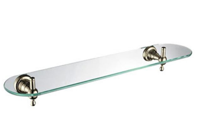 Holborn Wall Mounted Single Glass Shelf in Vintage Gold
