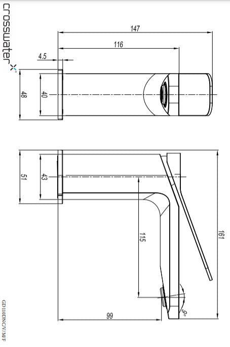 Crosswater Glide II Basin Monobloc Mixer Chrome