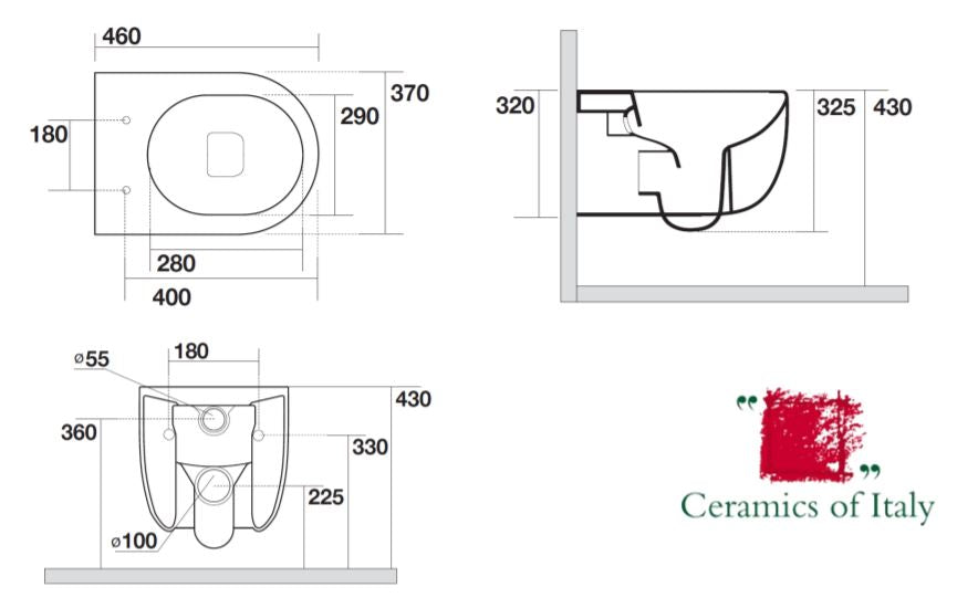 Glide II Short Projection Gloss White Wall Hung Rimless Pan