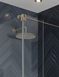 Crosswater Gallery Deflector Panel 180 Hinges - Brushed Brass