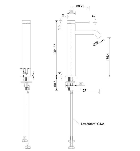 Hoxton 127 x 251mm Tall Basin Mixer in Matt Black Finish