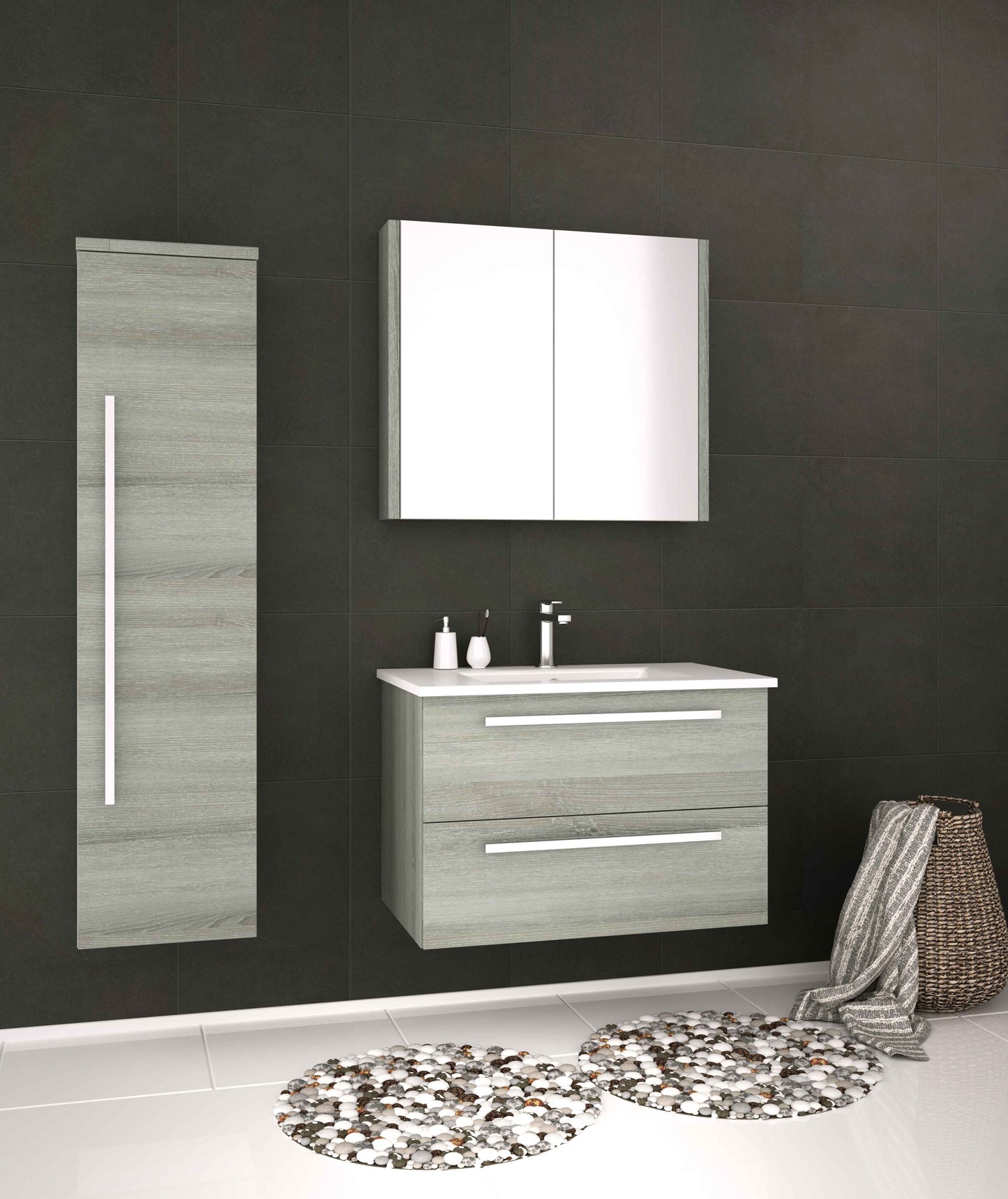 SW6 Purity Wall Mounted Side Unit - Grey Ash