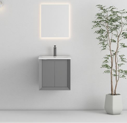 Val 400 2 Door Matt Grey Cabinet and Basin