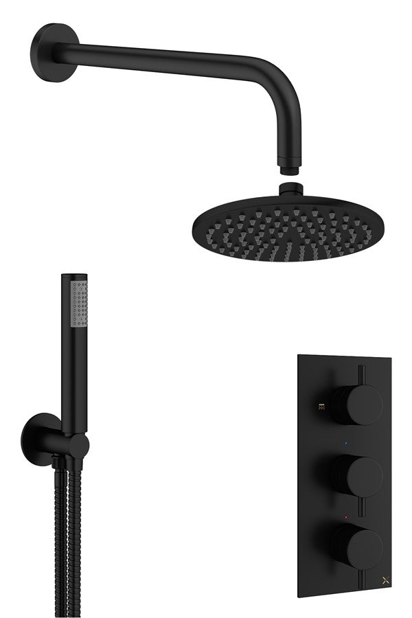 Crosswater MPRO 2 Outlet 3 Handle Shower Bundle - Matt Black