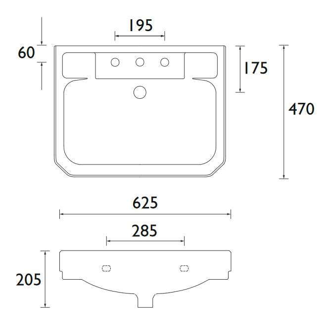 Hatton 630mm Basin 3TH
